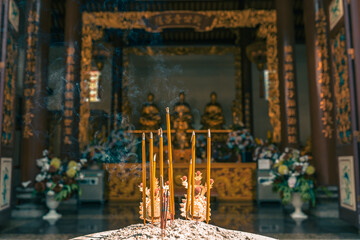 Candle in thai temple in Bangkok city 