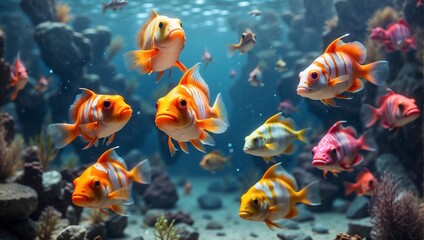 Fototapeta premium fishes in aquarium
