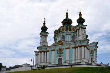 Fototapeta na wymiar Kyiv, Ukraine, July, 2023. St. Andrew's Church in Kyiv.