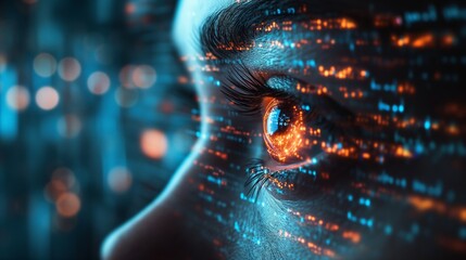 Eye of futuristic and Innovative Imagery AI and Automation use of artificial intelligence and automation in business processes, illustrating efficiency and productivity enhancements - obrazy, fototapety, plakaty