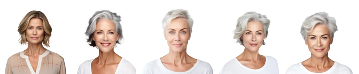 Fotobehang Beautiful gorgeous mid aged mature woman looking at camera on transparency background PNG © KimlyPNG