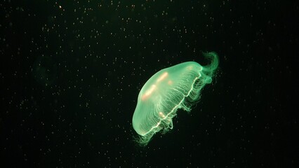 Moon jellyfish float on undersea. © Varunee