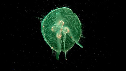 Moon jellyfish float on undersea. © Varunee