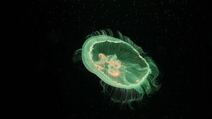 Moon jellyfish float on undersea. © Varunee