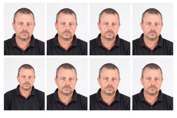 Photo man for document or passport id portrait mature caucasian male in shirt