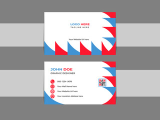 Creative, Modern, Simple and Smart Business Card for Corporate & Personal Use. Red, White & Blue Colored Business Card.