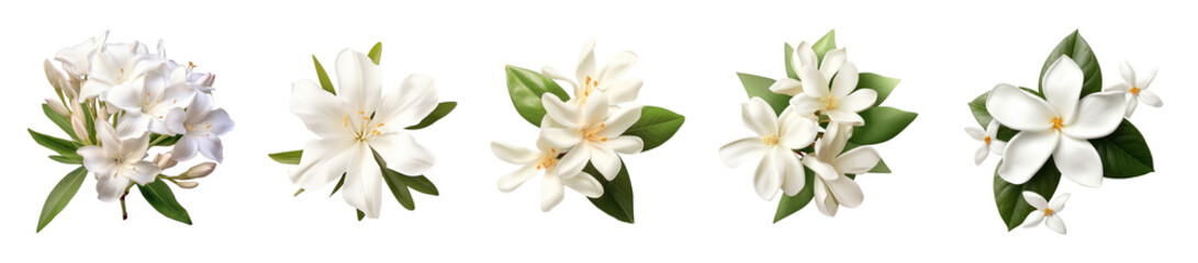 Fototapeta na wymiar White oleander flower, photo-realistic, on transparency background PNG