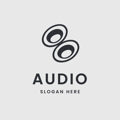 speaker logo design in a monochrome simple style