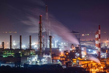 龍王神社展望台から望む福山市の工場夜景