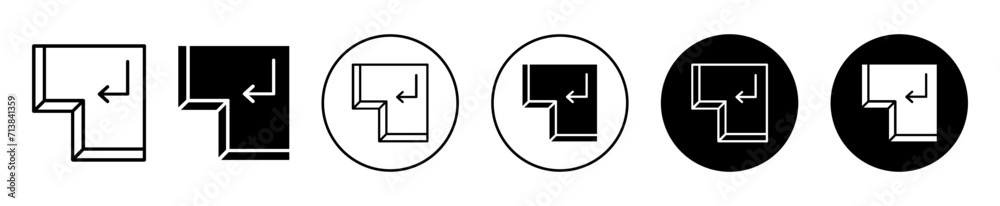 Poster enter keyboard key vector icon set collection. enter keyboard key outline flat icon.