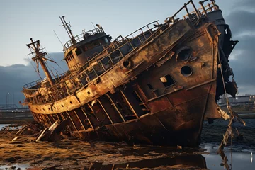 Wall murals Shipwreck The cargo ship wreck is rusting