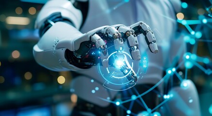 Intelligent robot technology for business by entering AI commands, artificial intelligence innovative technology of the future