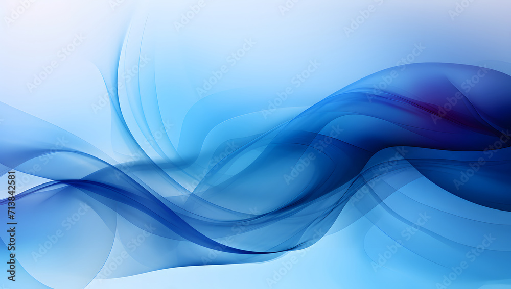 Wall mural Abstract blue background. Seamless abstract blue texture background featuring elegant swirling curves in a wave pattern, set against a bright blue fabric material background.