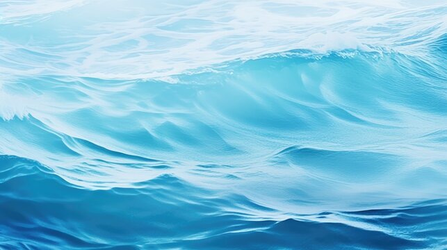Blue and white abstract ocean wave background with a texture of aqua and teal, AI Generated.