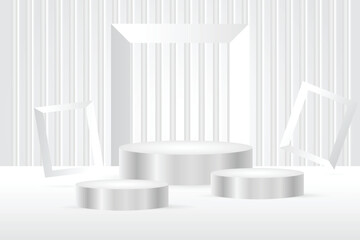 Silver Luxury Podium Background Abstract minimal podium scene mockup products