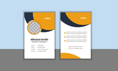 Abstract and clean business id card template. professional id card design template with gradient color. Company employee id card template.