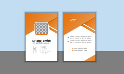 Abstract and clean business id card template. professional id card design template with gradient color. Company employee id card template.