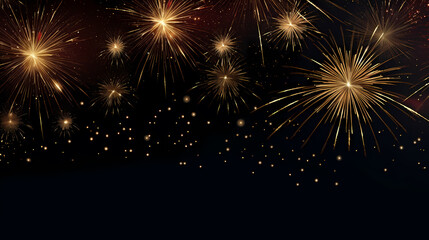 Fototapeta premium Happy New Year, burning fireworks with bokeh light background