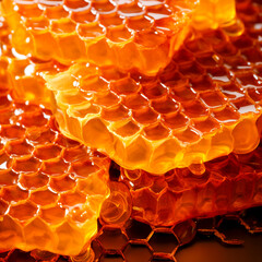 All honey products are made from organic and natural ingredients. Fresh honeycombs are available for purchase. The transparent background allows you to easily view the products. - obrazy, fototapety, plakaty