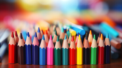 Pencils in the Elementary School. Banner with place for text