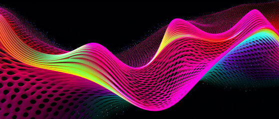 Vibrant 3D style Neon Wave Abstract Artwork