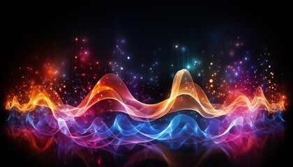 Wave of bright particles   abstract sound and music visualization background