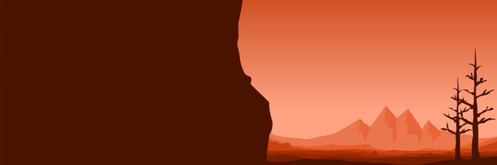 mountain cliff sunset landscape view vector illustration design good for wallpaper design, design template, background template, and tourism design template