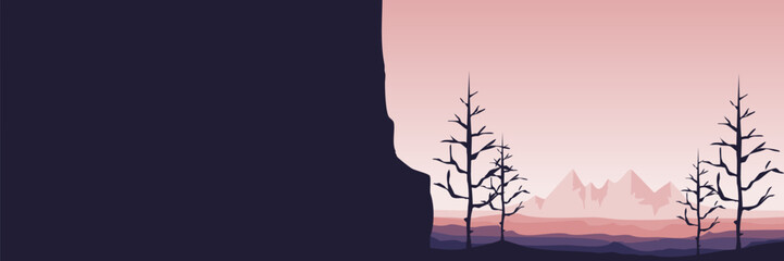 mountain cliff sunset landscape view vector illustration design good for wallpaper design, design template, background template, and tourism design template - obrazy, fototapety, plakaty