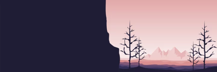 Foto op Canvas mountain cliff sunset landscape view vector illustration design good for wallpaper design, design template, background template, and tourism design template © FahrizalNurMuhammad