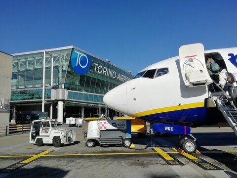 Torino,Italy-October 9 2024:Torino International Airport, also known as Turin Airport (TRN), is a major hub in northern Italy, offering domestic and international flights, with modern facilities 