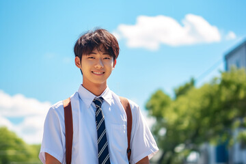 Portrait of a Japanese high school boy