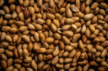 Roasted peanuts background. Nutty brown organic salted snack backdrop. Generate ai