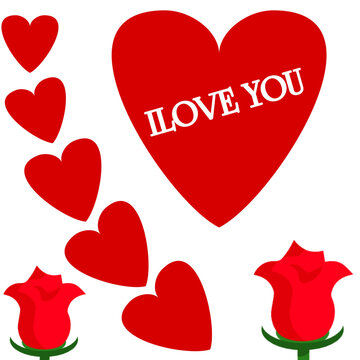 set of valentine hearts ilove you 