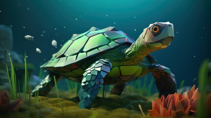 green turtle swimming in the sea