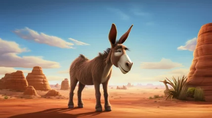 Zelfklevend Fotobehang donkey in desert © Sania