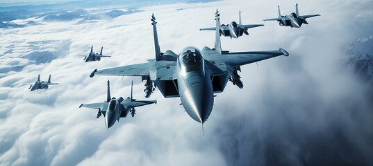 Seamlessly synchronized fighter jets in impeccable alignment during exhilarating training exercise