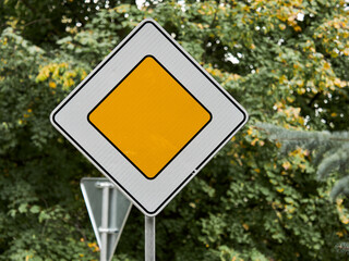 Road signs close up. Traffic Laws