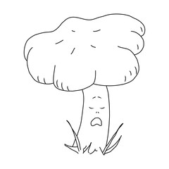 Vector illustration of a weary mushroom