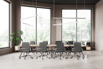 Beige office board room interior