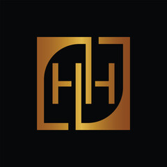 HH Logo Design Template Vector With Square Background.