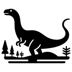 Dinosaur vector silhouette, black color icon silhouette, white background