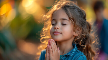 Fototapeta premium the beautiful child praying, Faith
