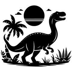 Dinosaur vector silhouette, black color icon silhouette, white background
