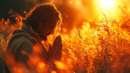 Jesus prays to God his father