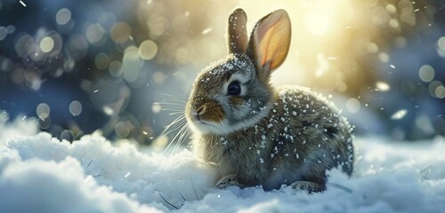Fototapeta na wymiar rabbit in the snow