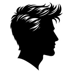 man hair cut vector art illustration silhouette, black color silhouette, haircut salon
