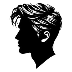 man hair cut vector art illustration silhouette, black color silhouette, haircut salon