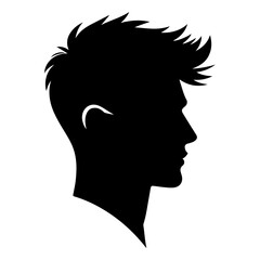 man hair cut vector art illustration silhouette, black color silhouette, haircut salon