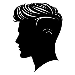 man hair cut vector art illustration silhouette, black color silhouette, haircut salon