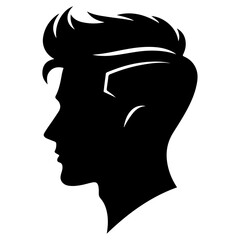 man hair cut vector art illustration silhouette, black color silhouette, haircut salon